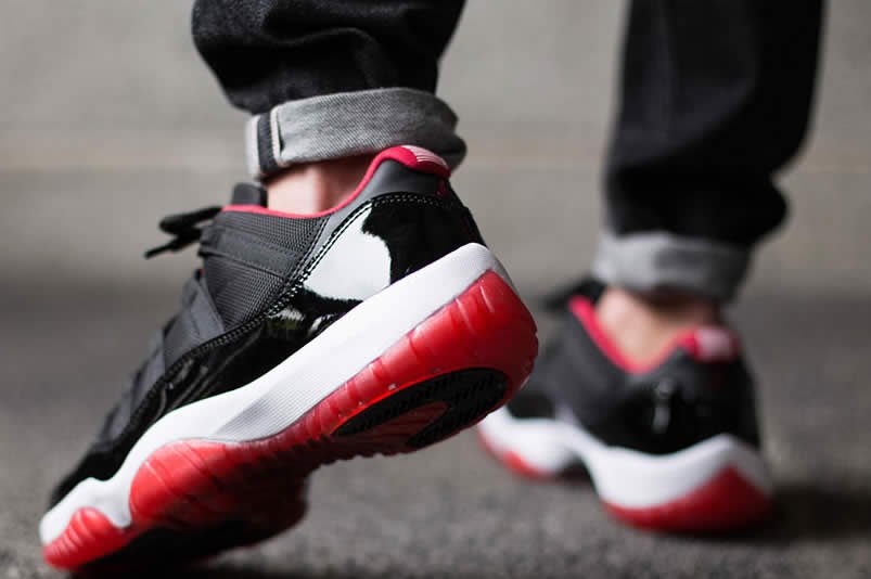 Air Jordan 11 Low 'Bred' On Feet For Sale Black Red Price
