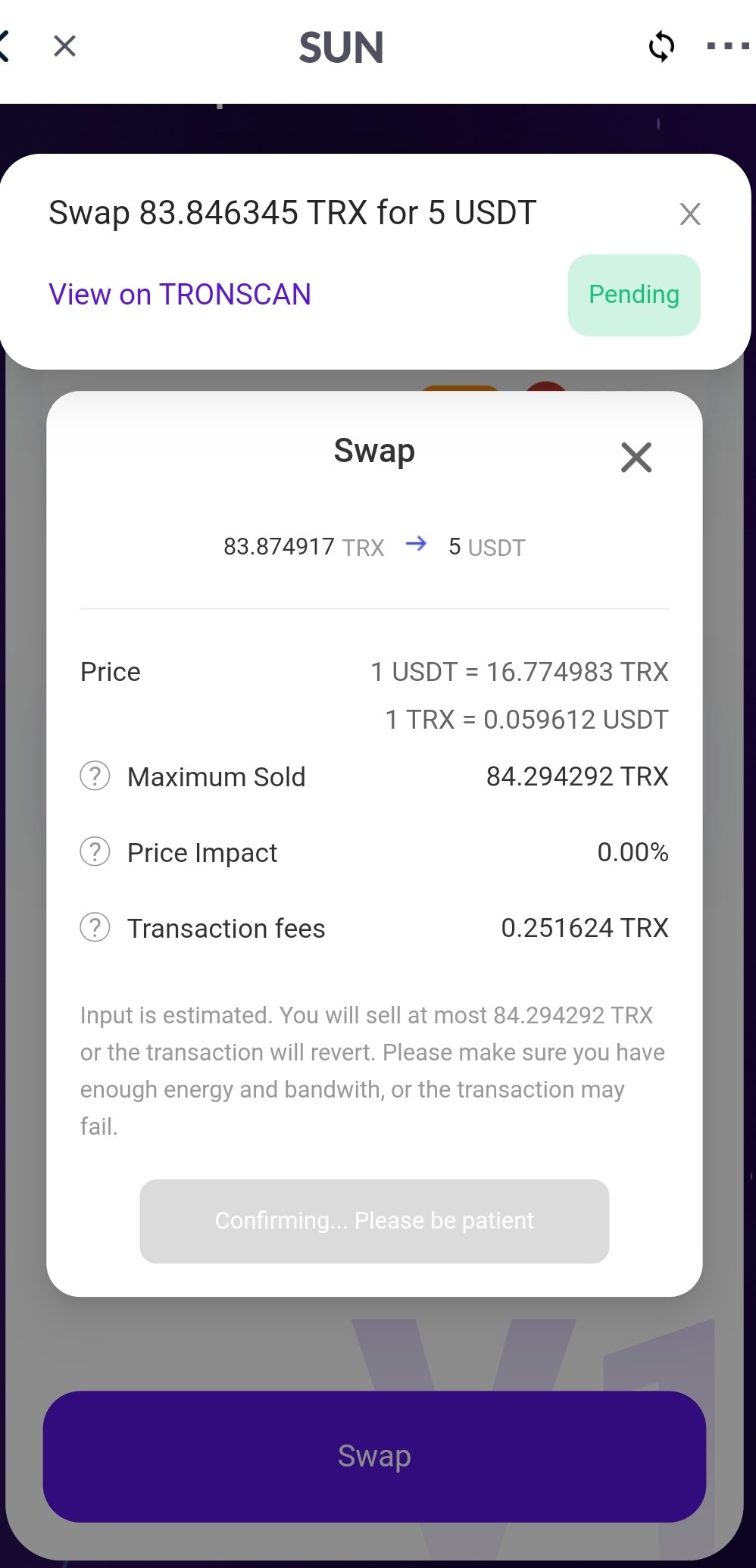How to Swap TRX/USDT in SunSwap. [Easy Steps][10% Beneficiaries @shy-fox] —  Steemit