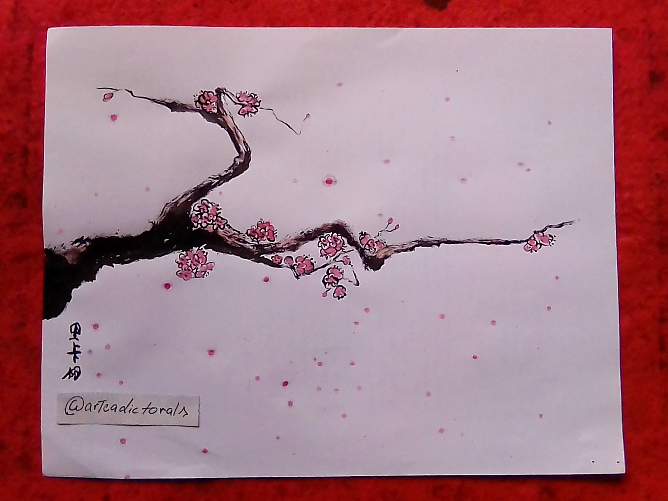 Y así fue como hice mi segundo árbol de cerezo en técnica tradicional china  (Pintura original) — Steemit, image size:2332x1749