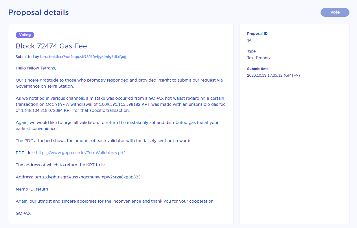 GOPAX] Terra 블록체인에서 발생한 16억의 수수료를 돌려받을 수 있을까? — Steemit