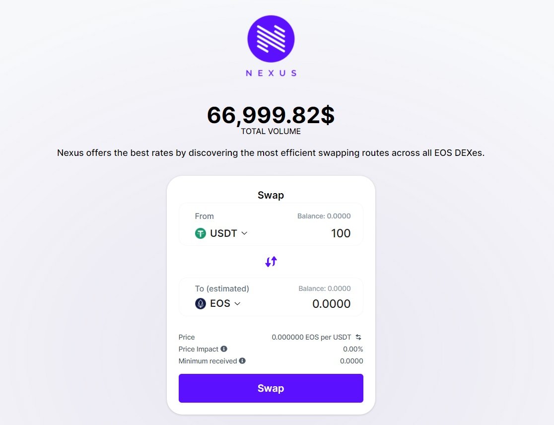 EOS DeFi] 이오스 기반의 DEX 애그리게이터 Nexus Finance 출시 — Steemit