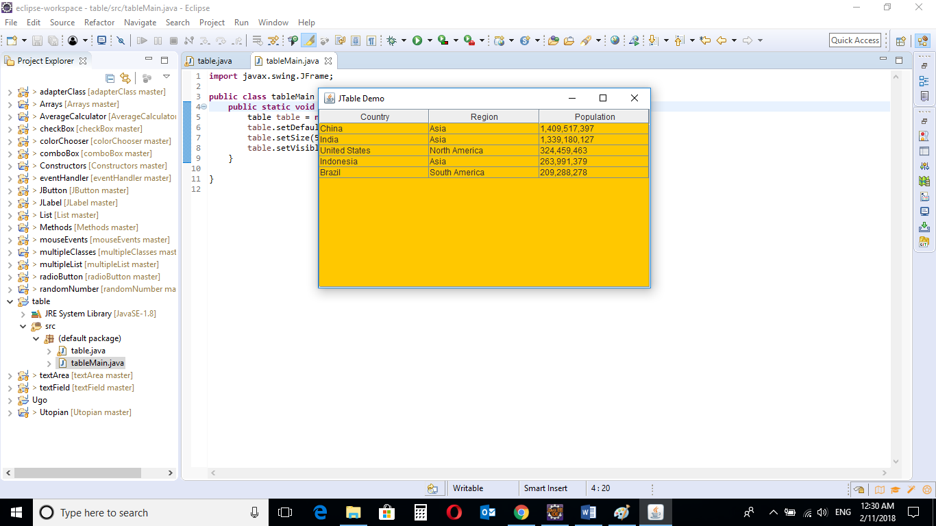 Java Graphical User Interface(GUI): JTable Using Eclipse IDE — Steemit