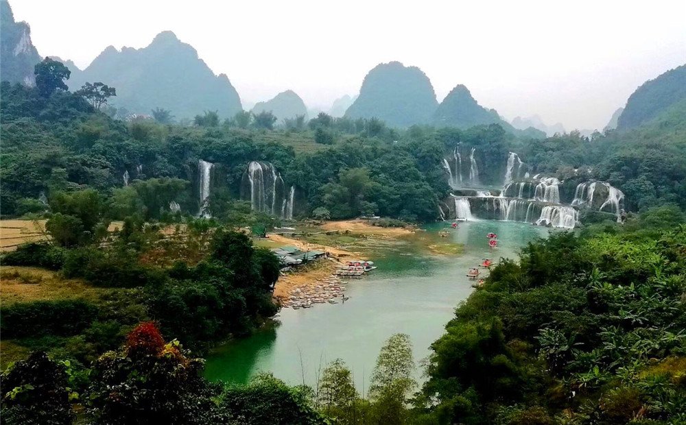 山水 瀑布 103 San Dieling Waterfall in Jingxi City, Guangxi # A