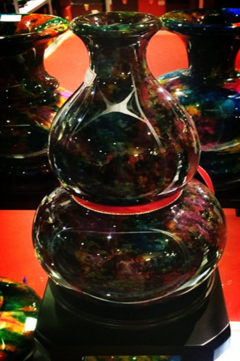 台湾　七彩玉花瓶　【新品】 臺灣七彩玉石花瓶新中式風格客廳擺設高端玉石禮盒裝飾品