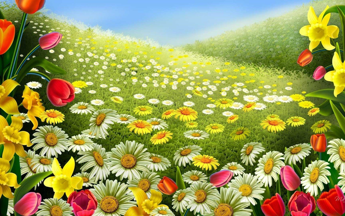 Art design - field full of flowers. Beautiful Nature Landscapes Desktop  Wallpapers. Awsome Landscape Wallpapers. HD Wallpaper Download for iPad and  iPhone Widescreen — Steemit, image size:1440x900