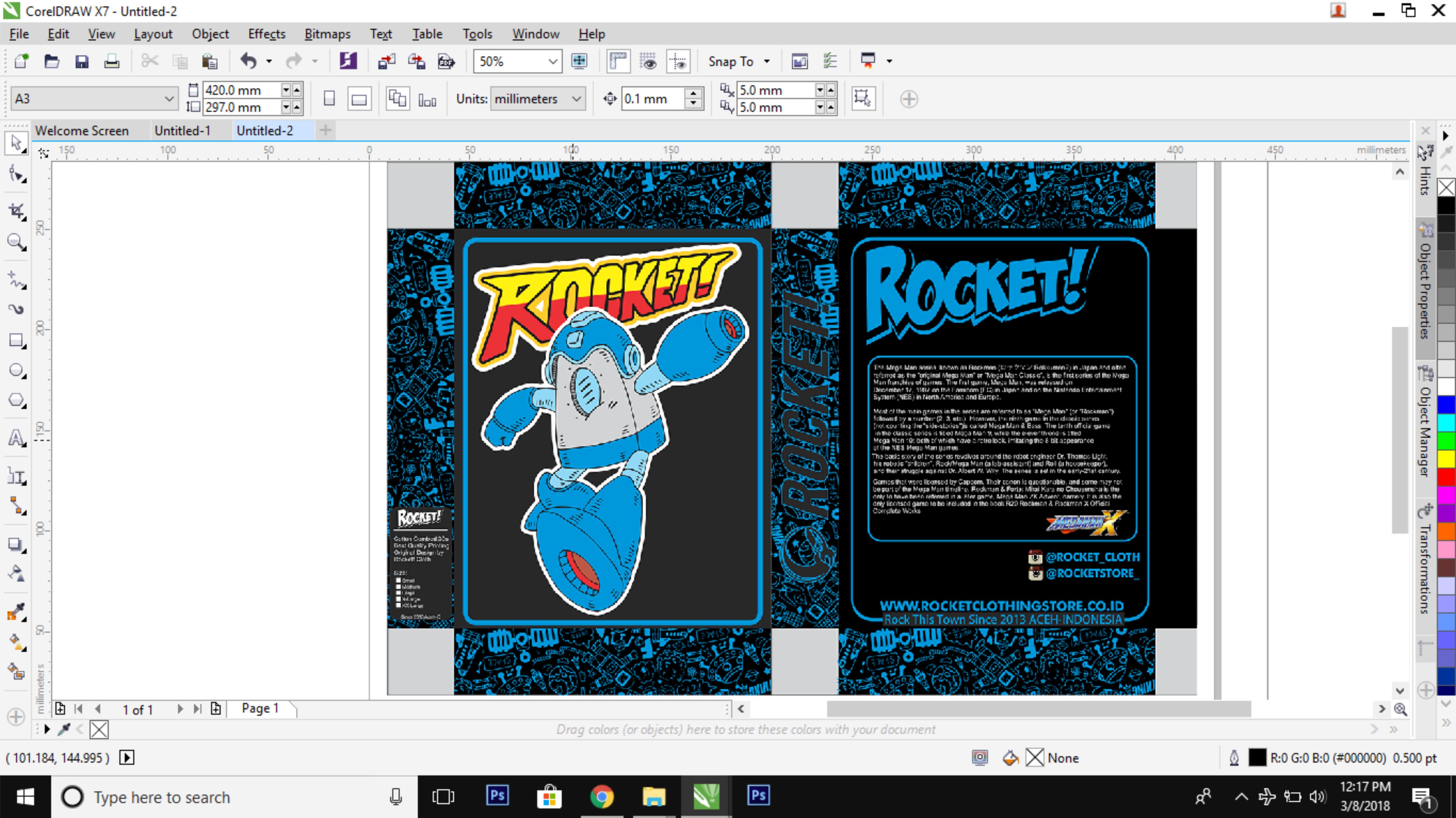 HOW TO CREATE A SIMPLE T-SHIRT BOX PACKAGING PATTERN A PROJECT FOR ROCKET  CLOTHING — Steemit, image size:5692x3200