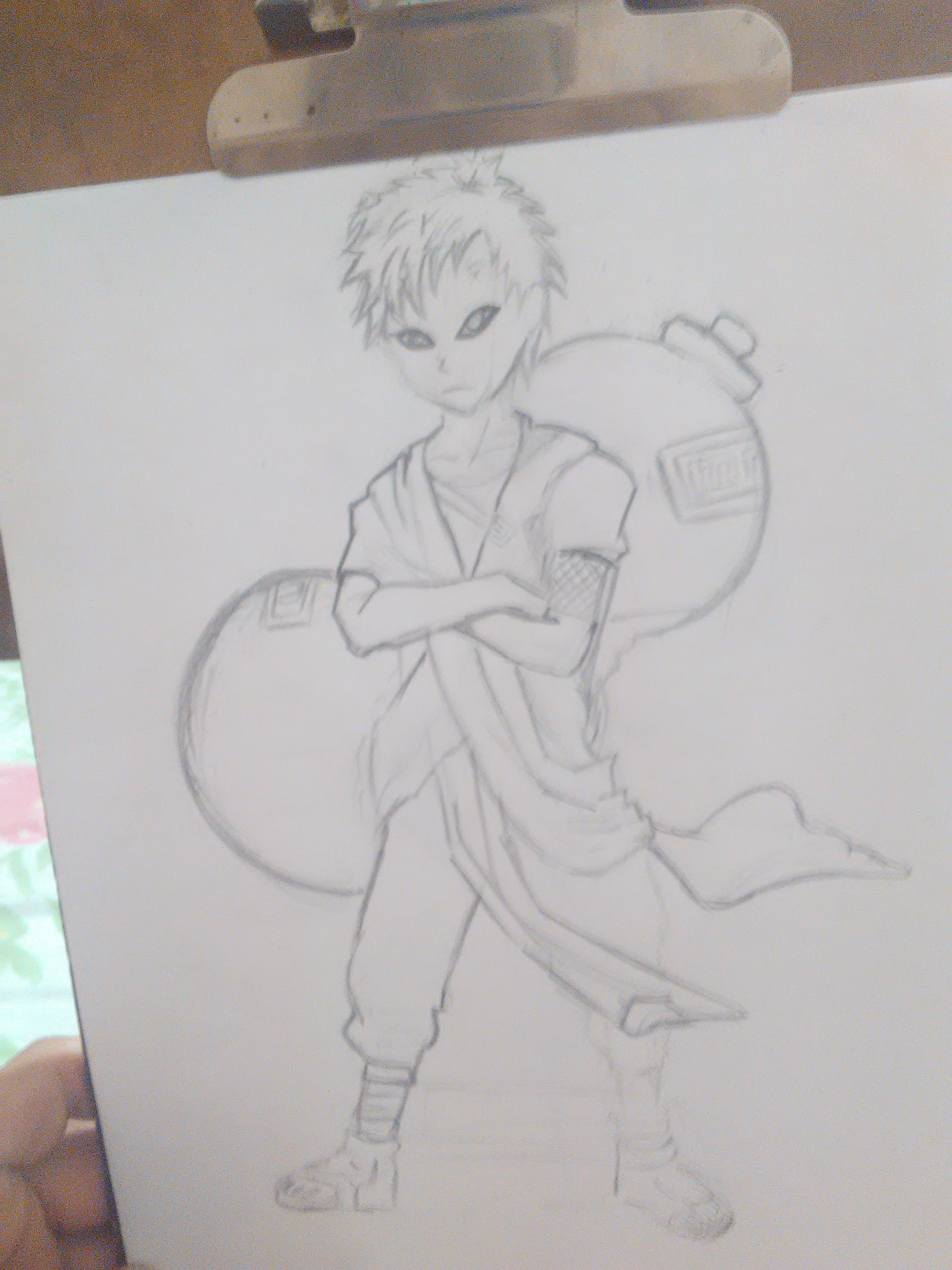Drawing Gaara, seriesNaruto, white and black — Steemit, image size:2448x3264