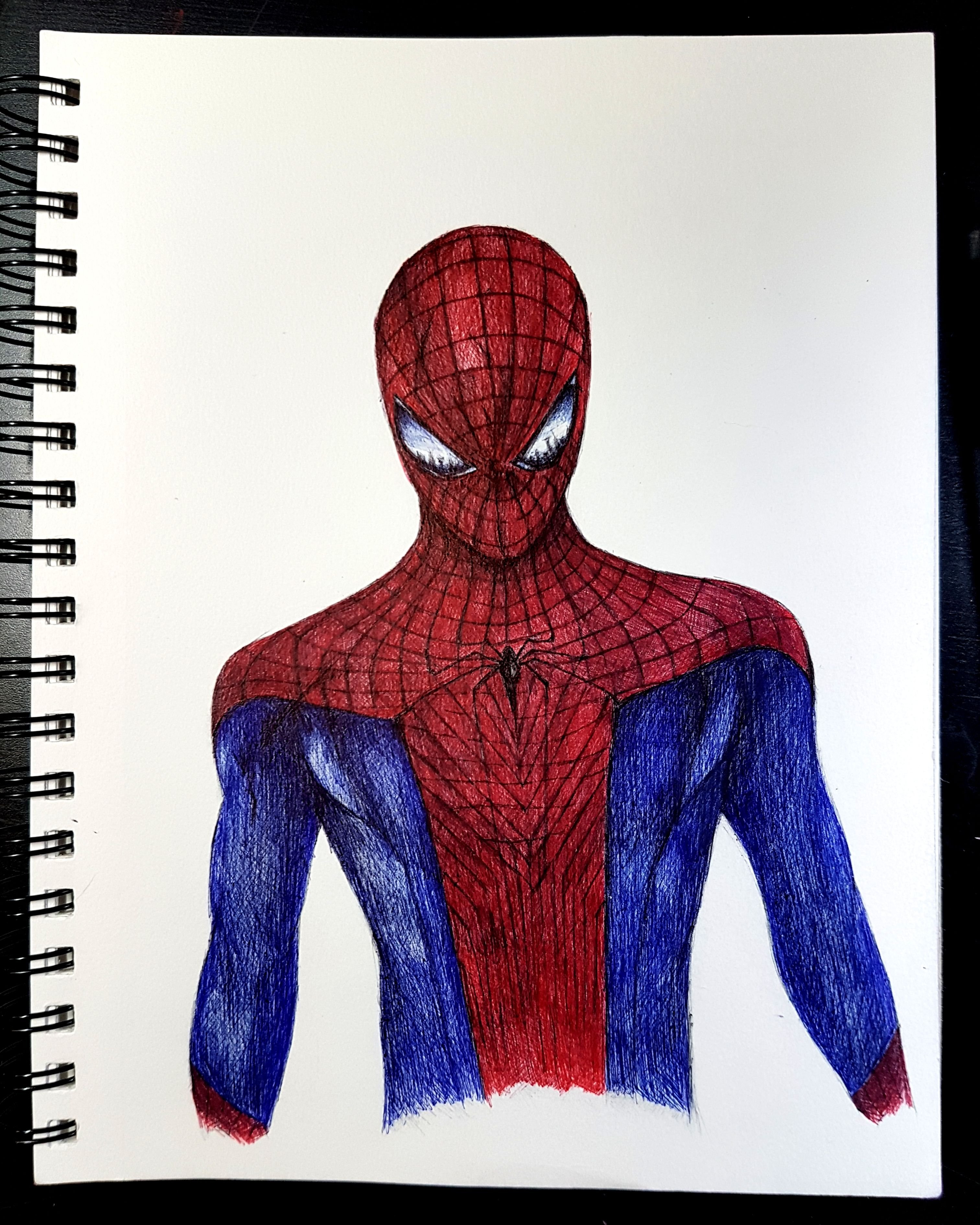 Ballpoint pen drawing - Spiderman 🖊 ボールペン画 - スパイダーマン