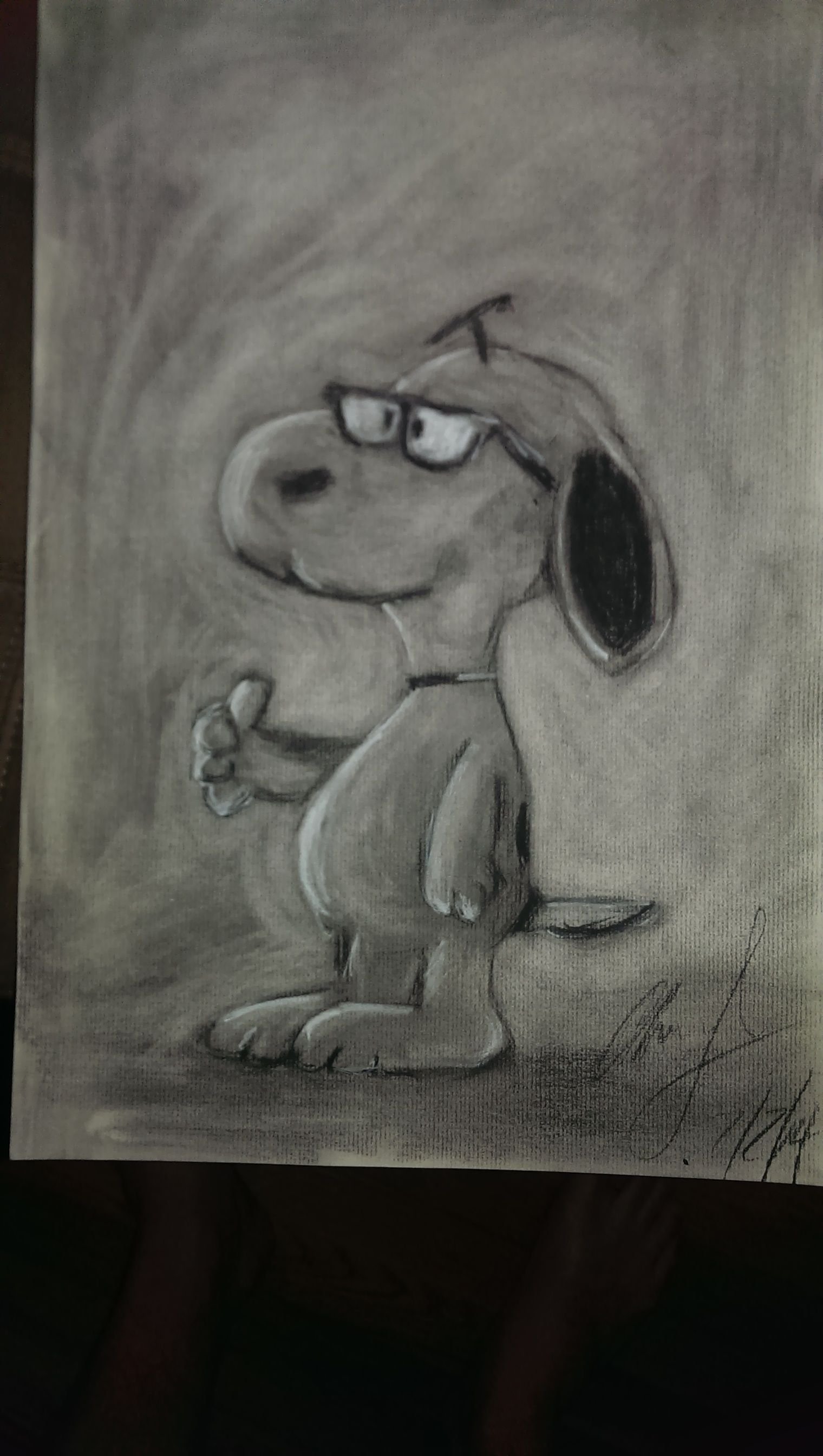 A charcoal drawing of snoopy — Steemit
