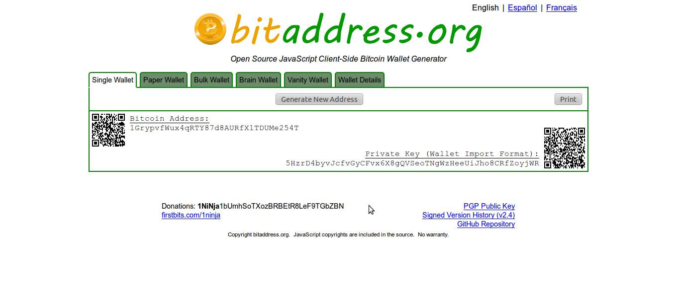 bitcoin address generator javascript