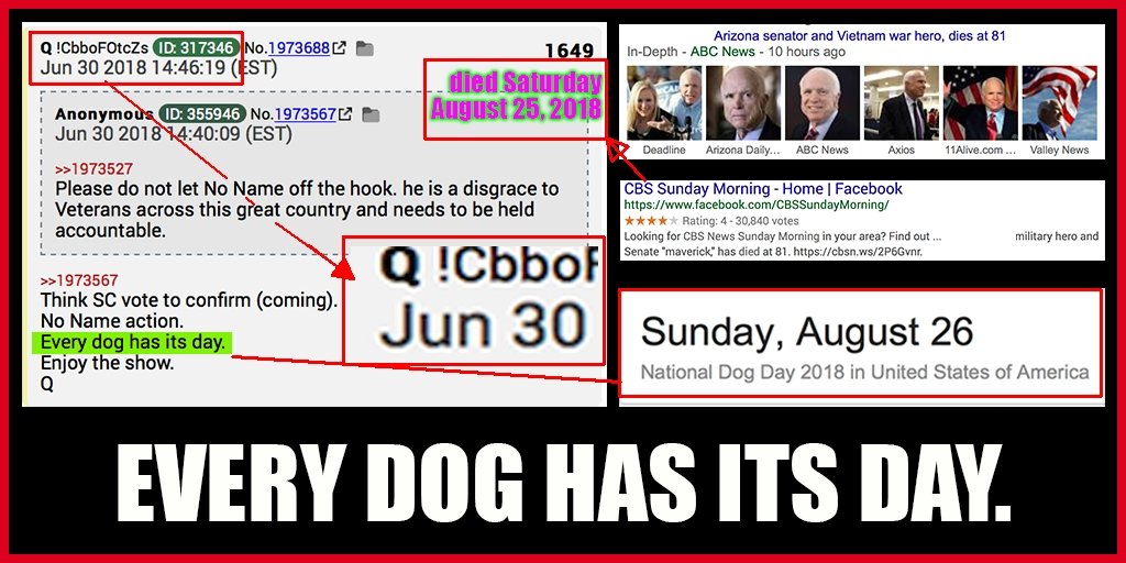 Arizona Senator Vietnam war hero dies every dog has its day qanon jun 30 august 25 26