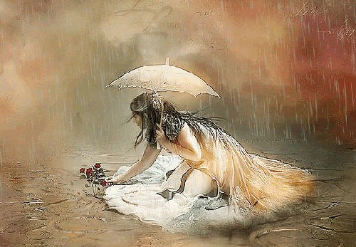 rain animated gif image of girl in rain