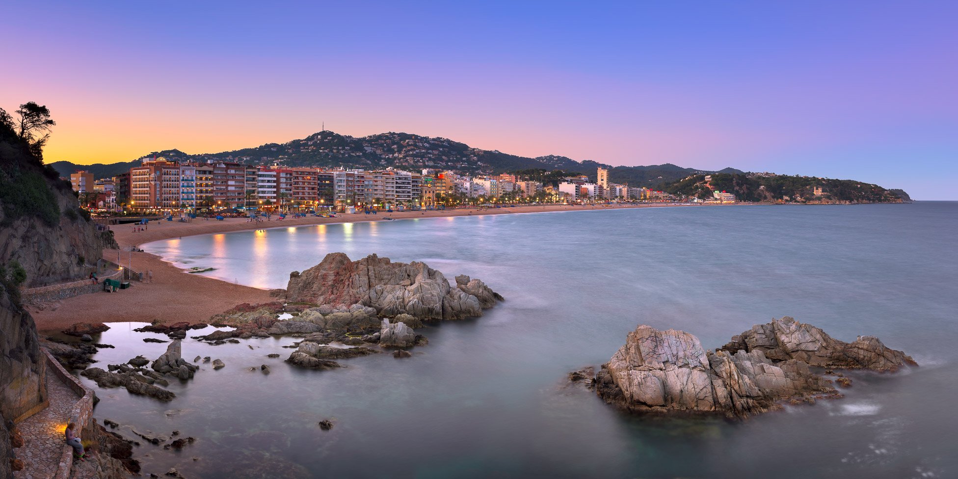 Panorama of Lloret de Mar in the Evening, Costa Brava, Catalonia, Spain