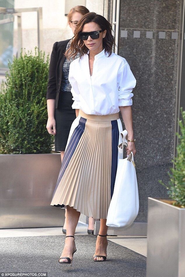 white shirt with long skirt