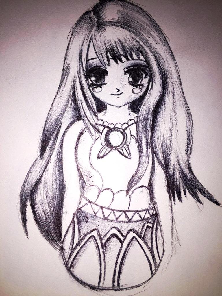 Cute Anime Girl Drawing Pen