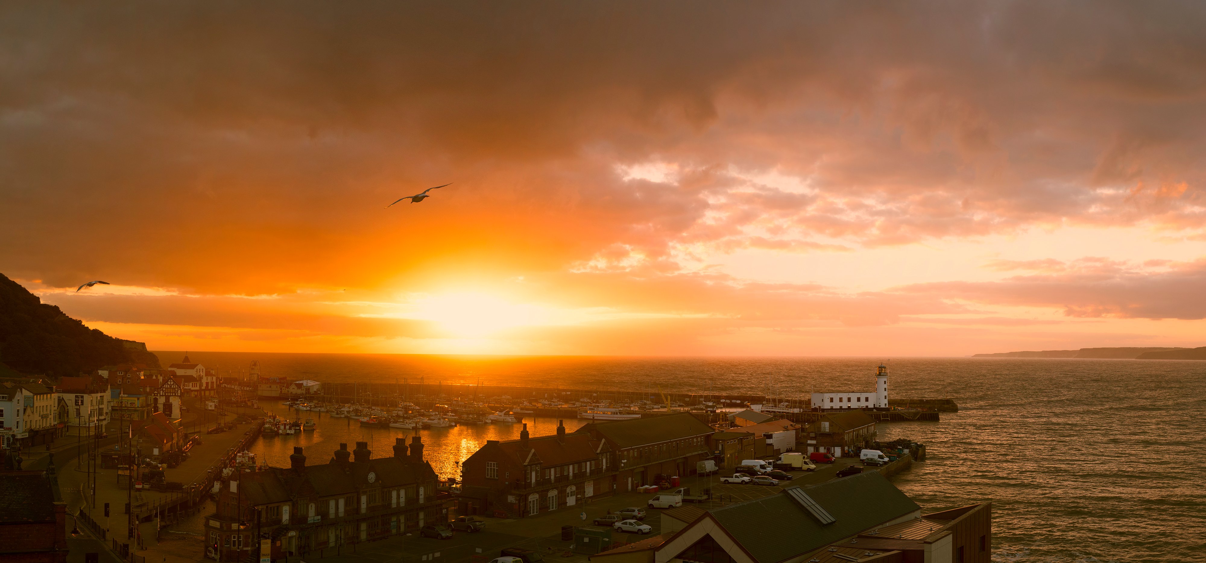 Sunrise over Scarborough UK pic 2 stitched