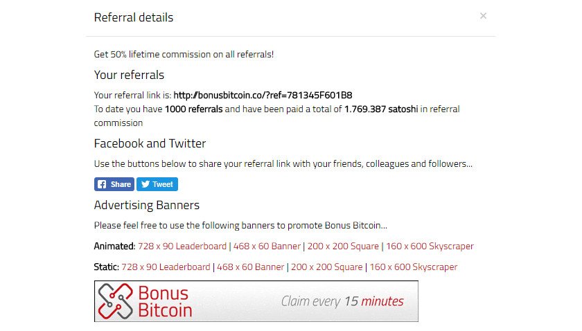 1000 Referrals At Bonus Bitcoin Faucet - 