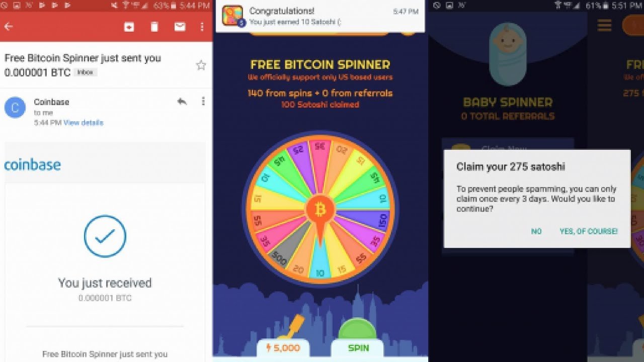 Spin And Earn Free Bitcoin Instant In Your Coinb!   ase Wallet - 