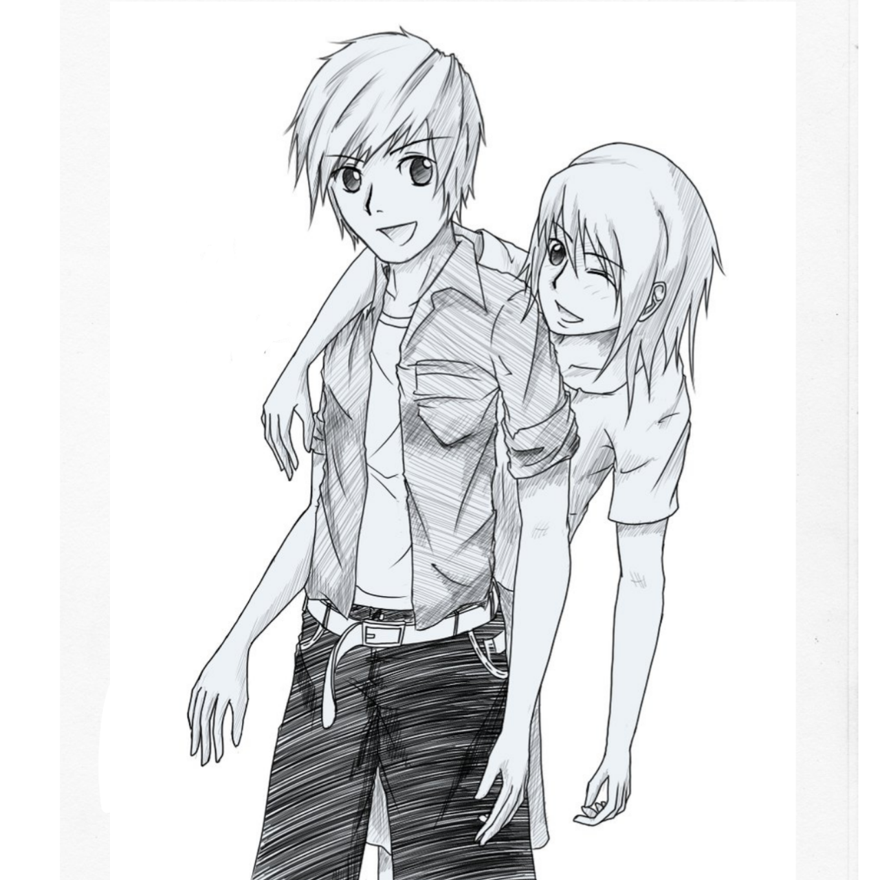 Pencil Sketch Girl And Boy Holding Hands Best Friend