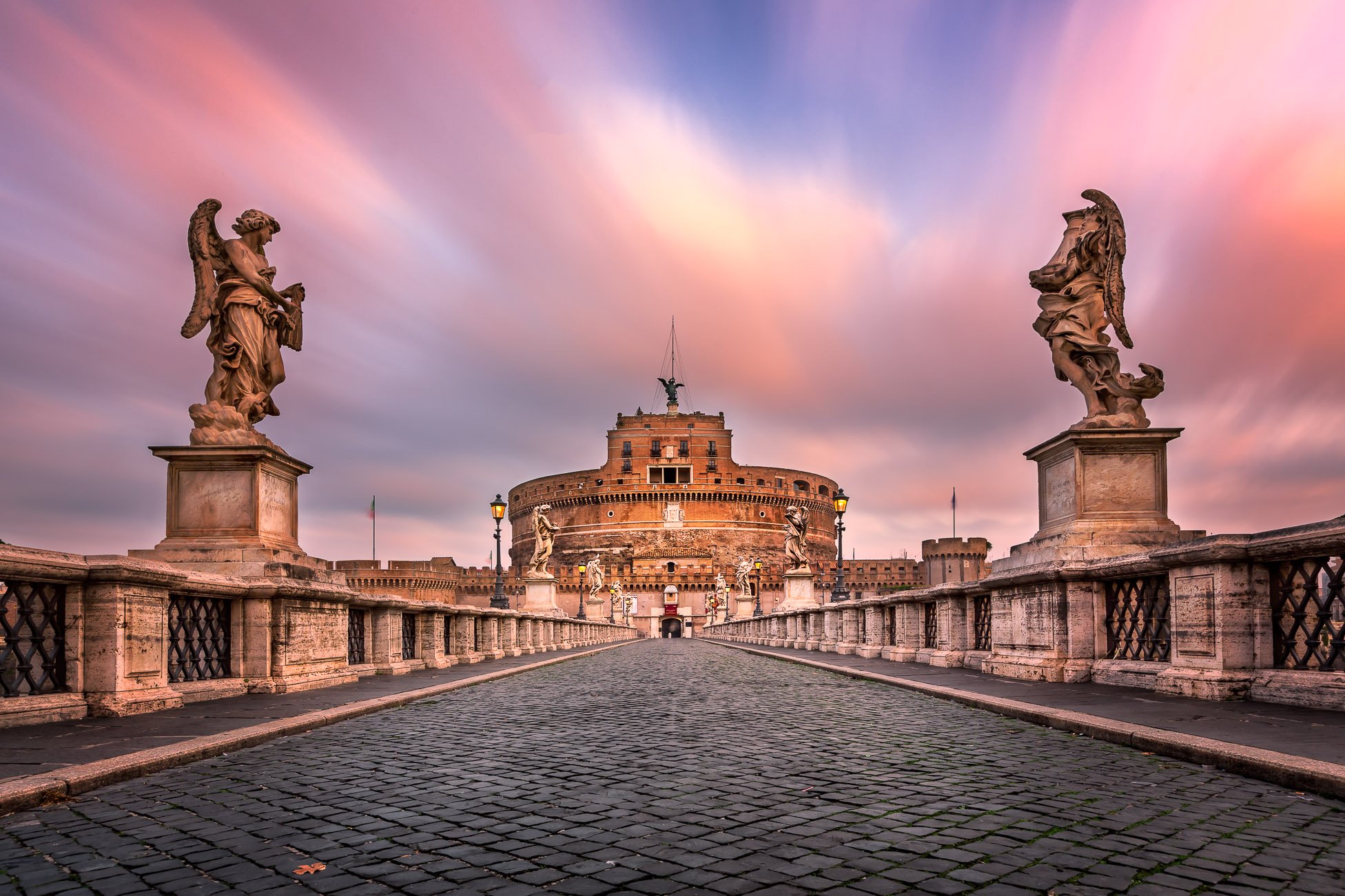 Ponte Sant'Angelo and Castel Sant'Angelo in the Morning, Rome, Italy