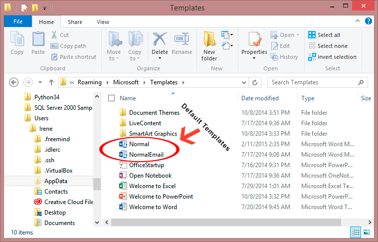 Default Template Location