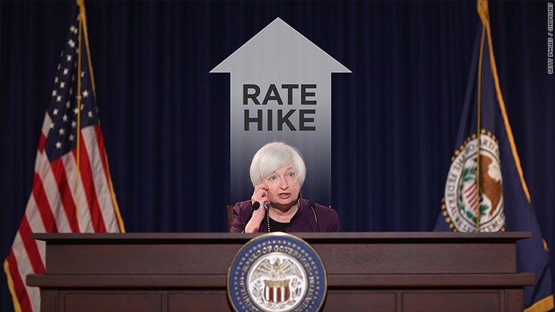 Federal Reserve chair Janet Yellen announces interest rate hike