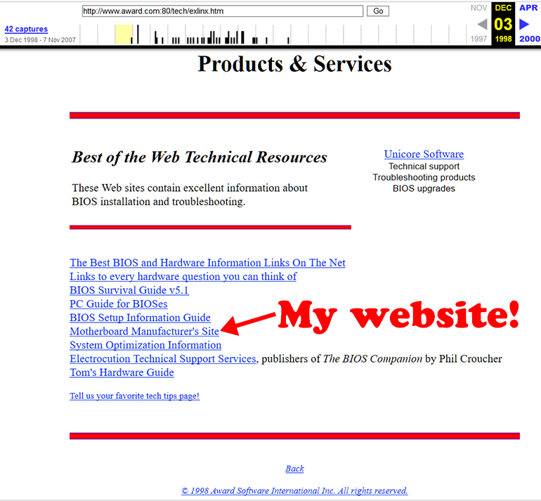 Award BIOS in 1998