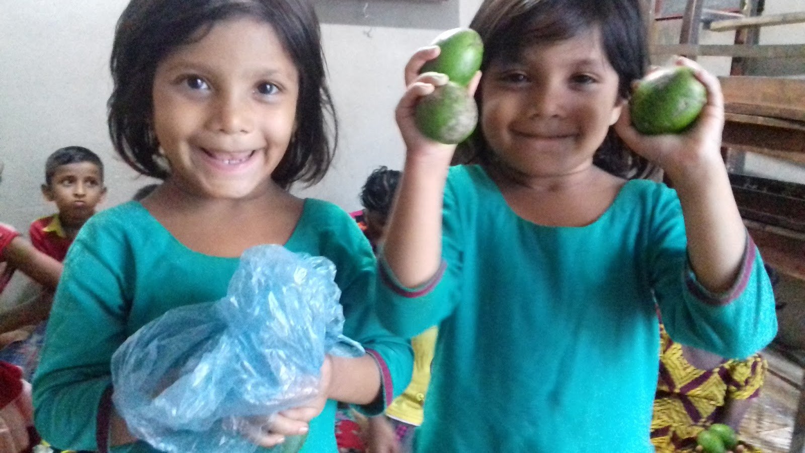 IHashi(Smile) and Khushi(happy) with fruits