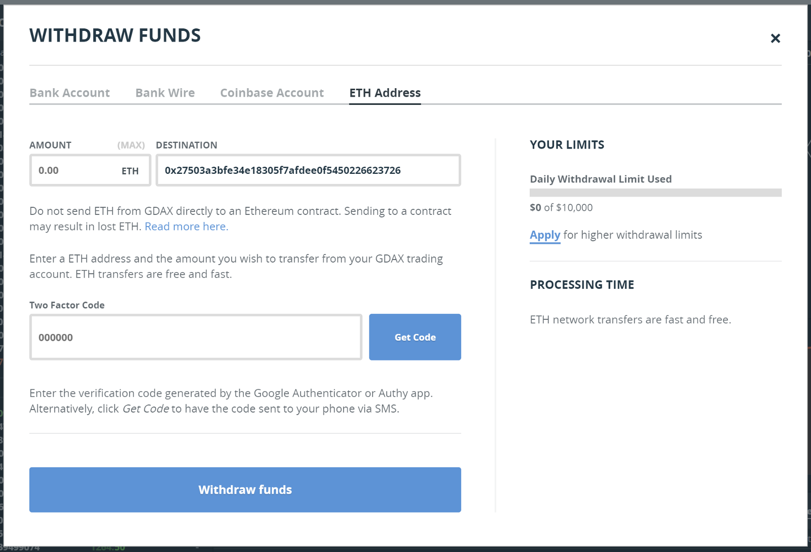 Transferring Ethereum from GDAX (CoinBase Pro) to other exchanges.