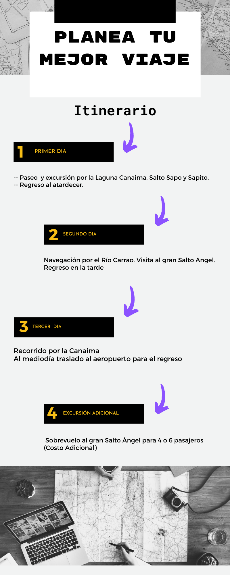 Planea tu viaje guía moderno con rectángulos negros con fondo blanco Infografía.png