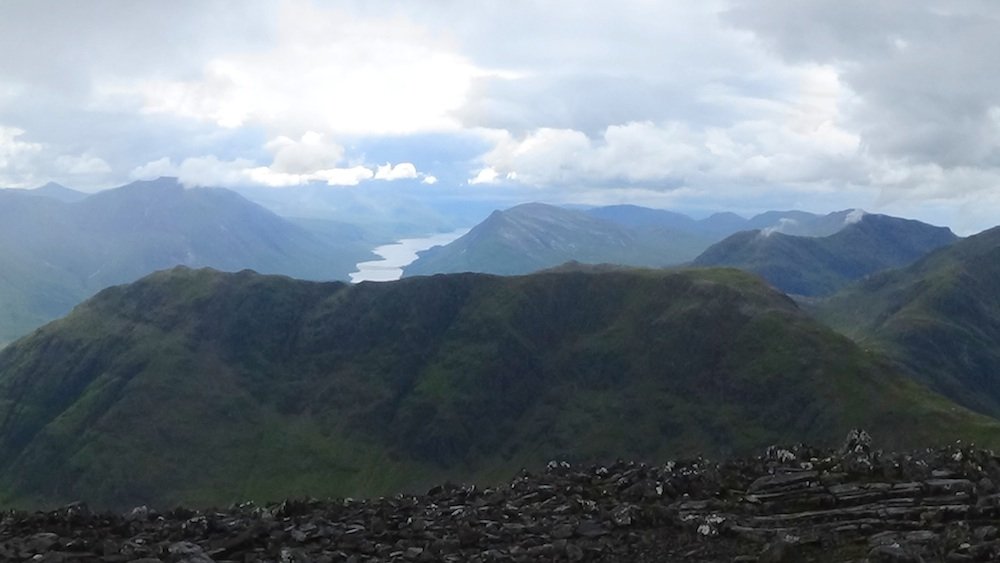 26 Beinn Maol Challum, Loch Etive and Ben Starav from summit of Bidean, interesting clouds.jpg