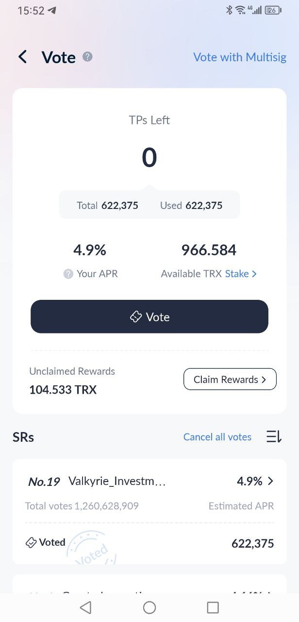 TRX Friday Initiative :: 622375 TRON Power Used to Vote SRs
