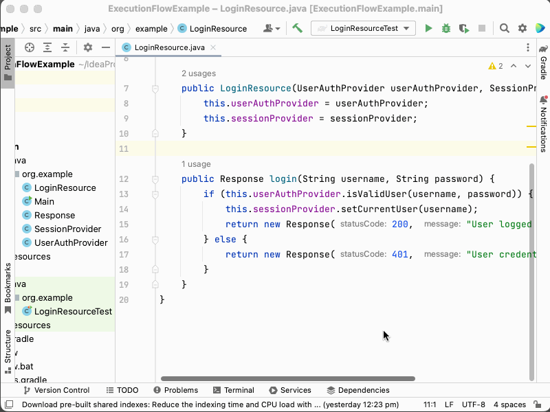 Screencast of a developer using Go to definition tool in IDEA