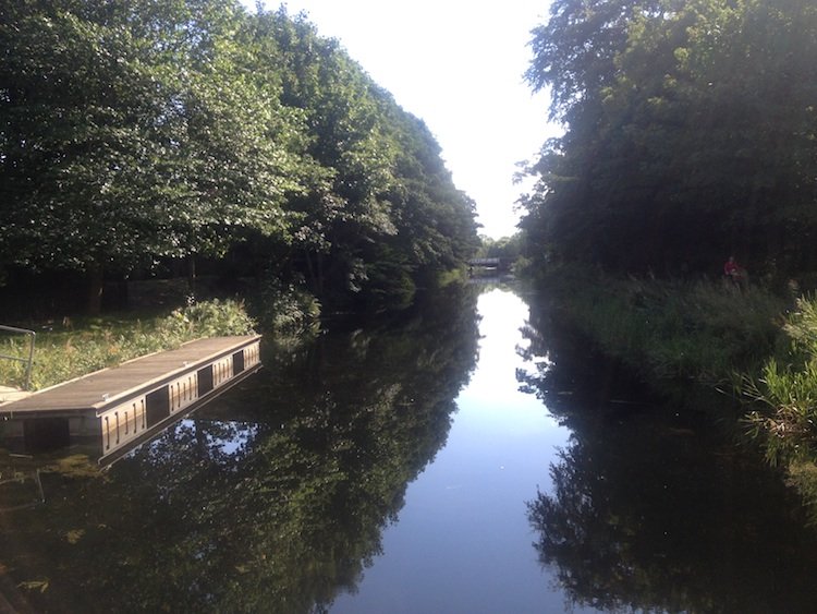 View along canal near Erskine Bridge, with cyclist and dog in basket 1 copy.jpg