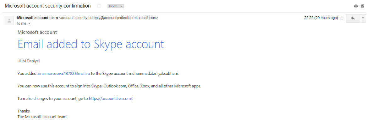 from microsoft account team