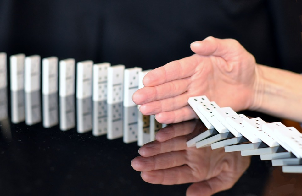hand, saving, stopping, domino