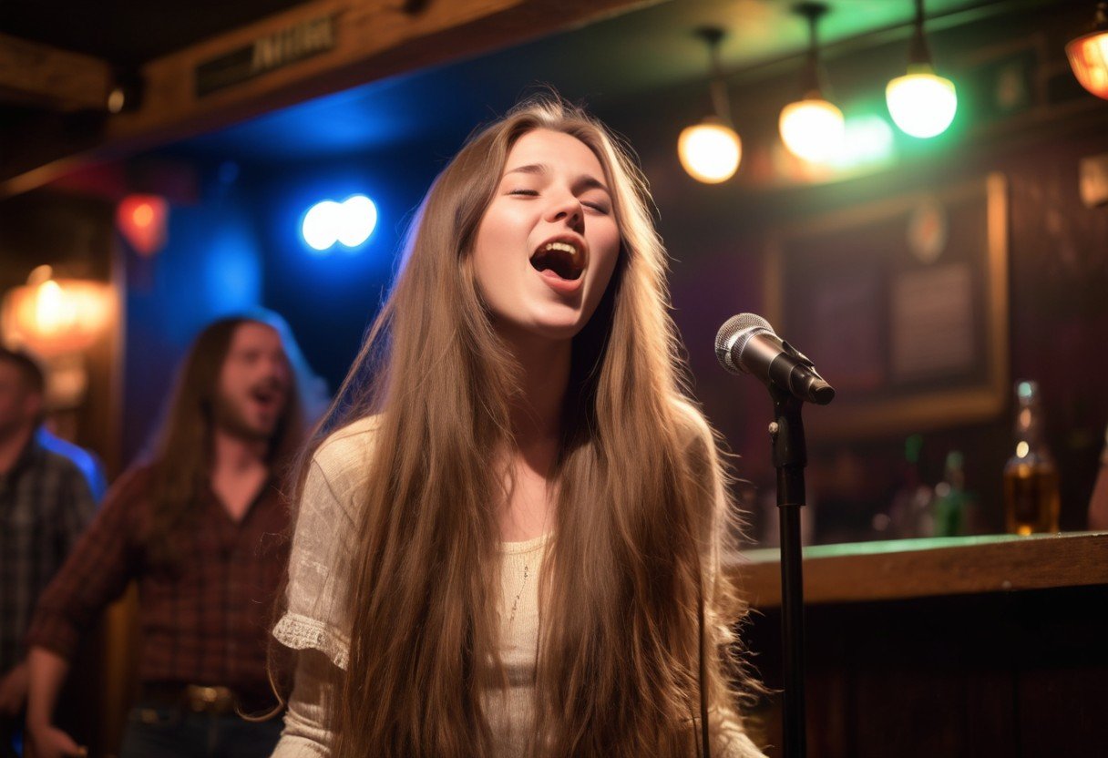 pikaso_texttoimage_A-pretty-girl-with-long-hair-singing-on-a-pub-stag.jpeg