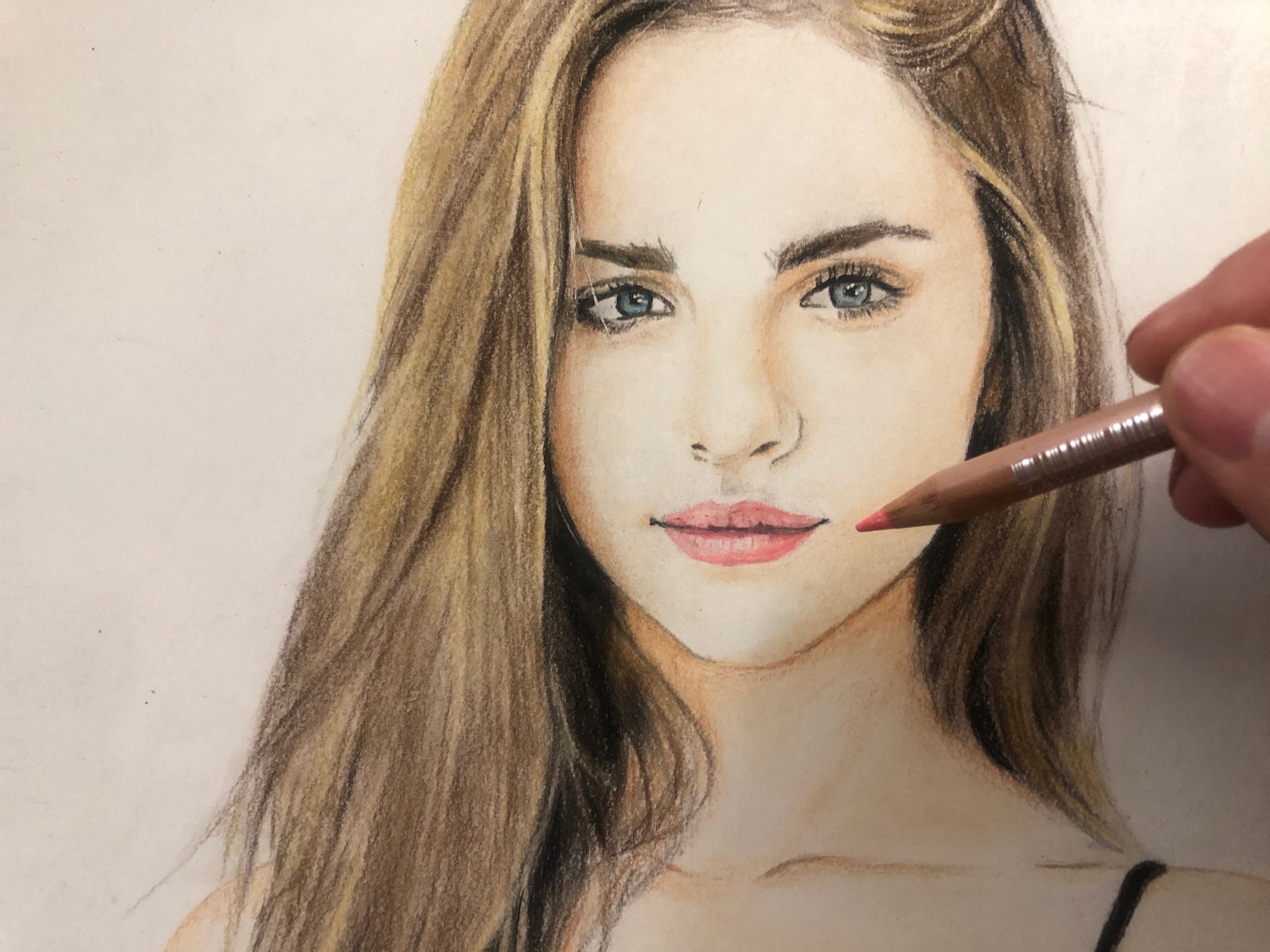 Blonde Hair Girl - Colored pencil drawing
