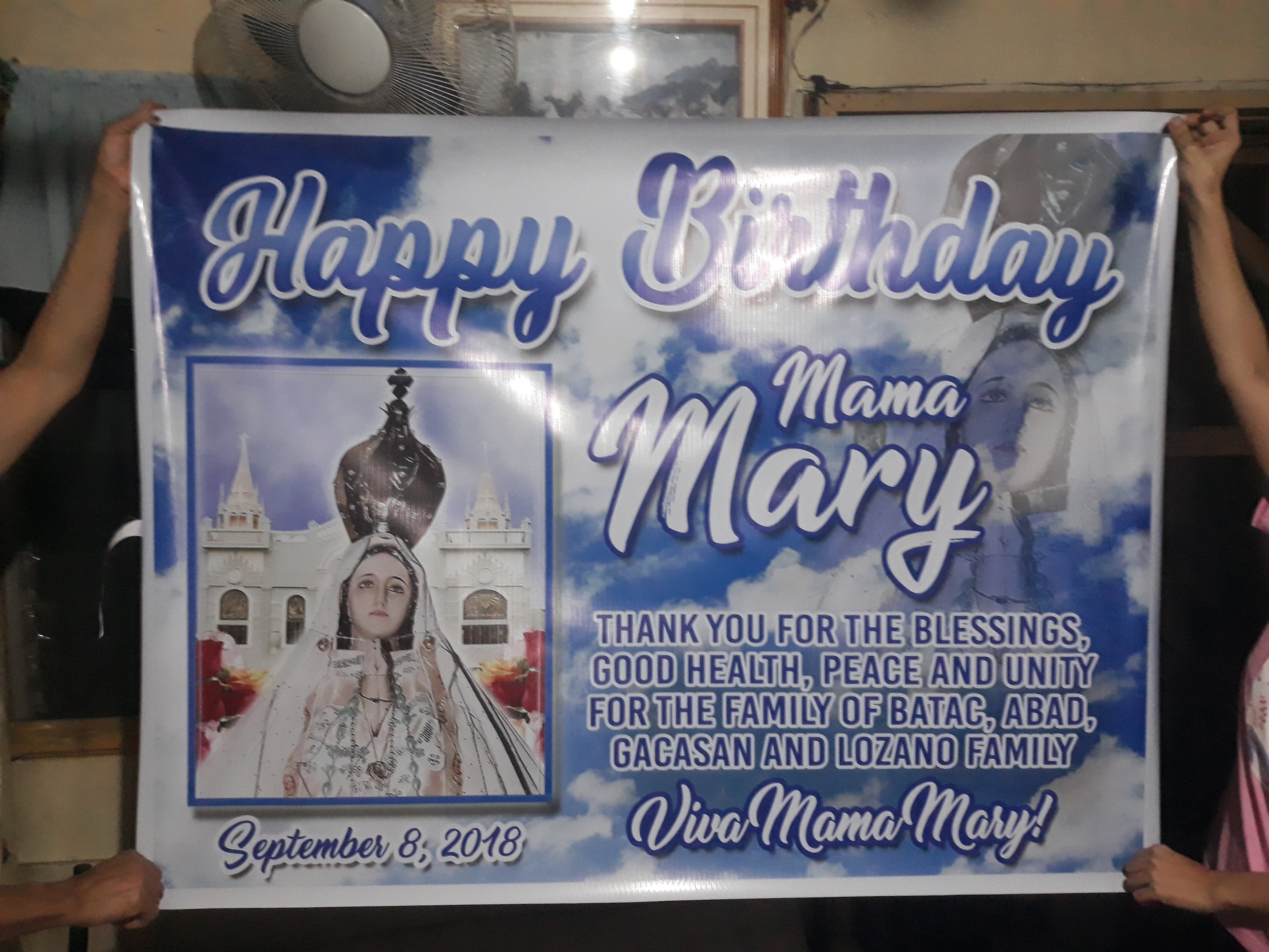 We Printed Mother Mary Tarpaulin For Her Birthday Steemkr