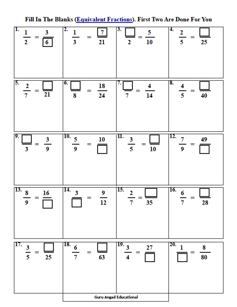4th grade math equivalent fractions worksheets steemit