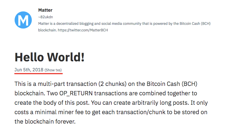 My First Blog Post O!   n The Bitcoin Cash Blockchain - 