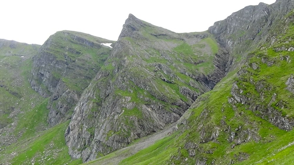 48 Dramatic rocks high above lochan on Creag Meagaidh, closer.jpg