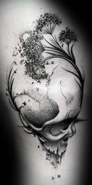 Cool Shaded Skull Life Death Floral Tatto Steemkr