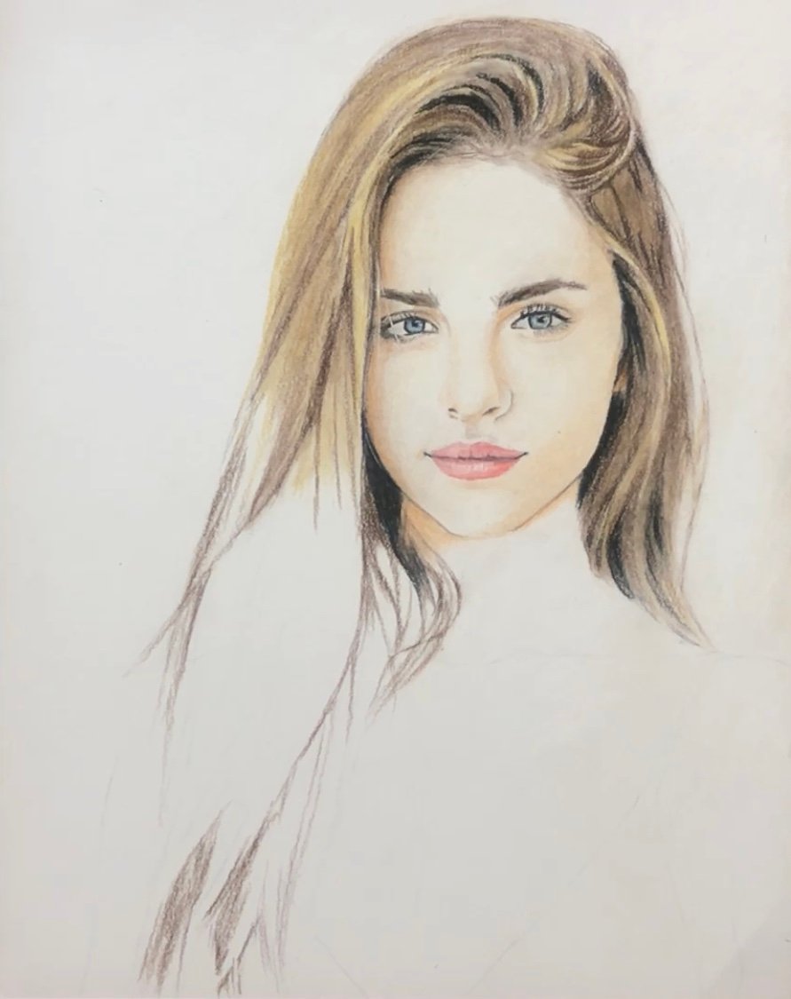 Blonde Hair Girl Colored pencil drawing — Steemkr