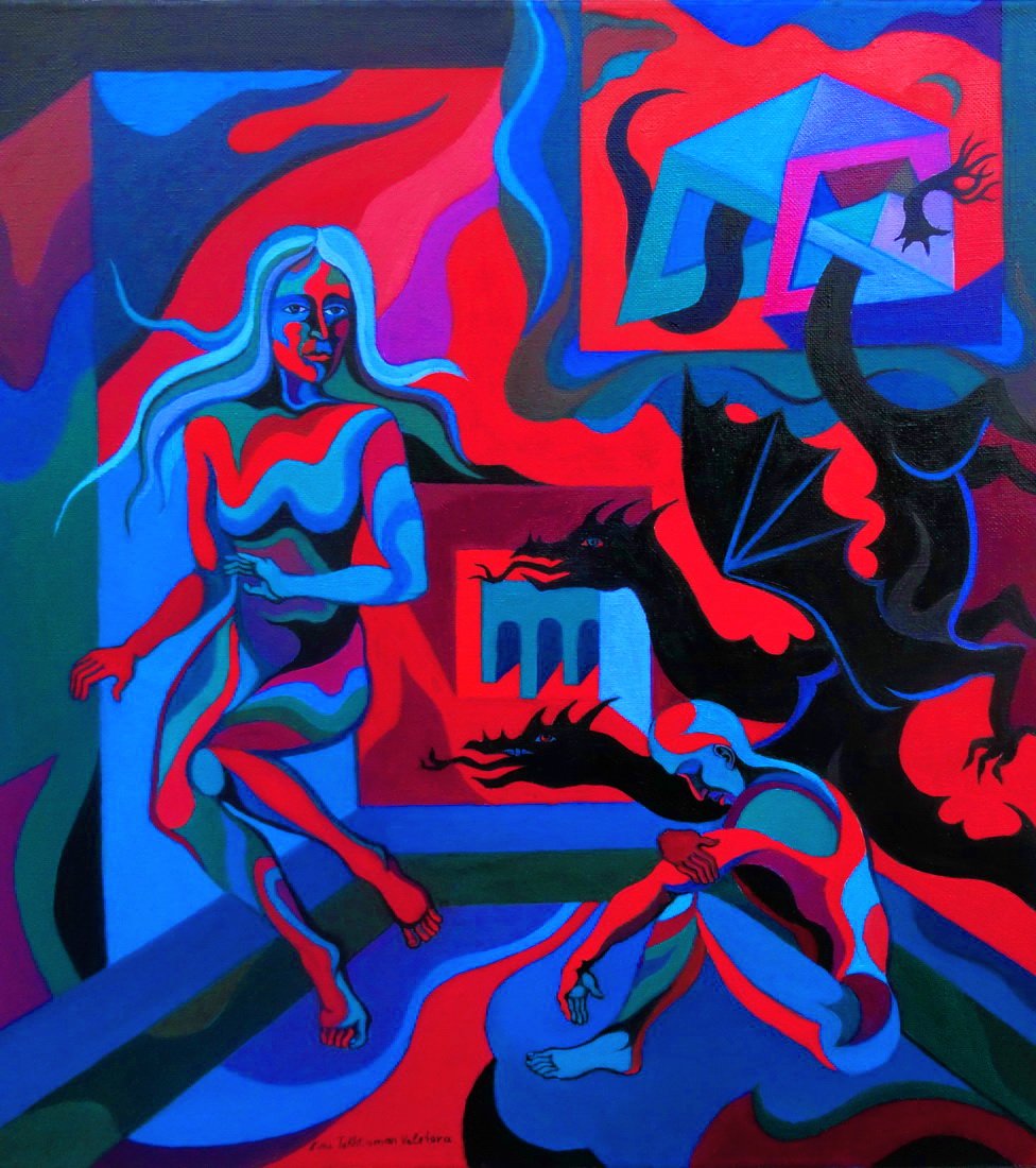 Ezdeha , Who Takes Away the Light into Abyss, oil painting, 2015, 60 x 70 cm x.jpg