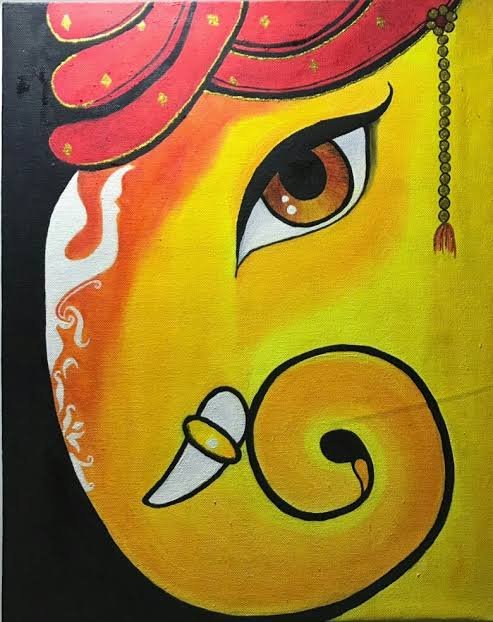 Colour Challenge Yellow Wednesday Lord Ganesha Hand Painted Art Steempeak