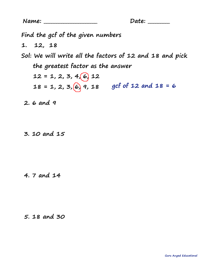 Worksheets Gcf Worksheet 4th grade math finding gcf worksheets steemit following are the to practice how find couple of problems solved for explanation