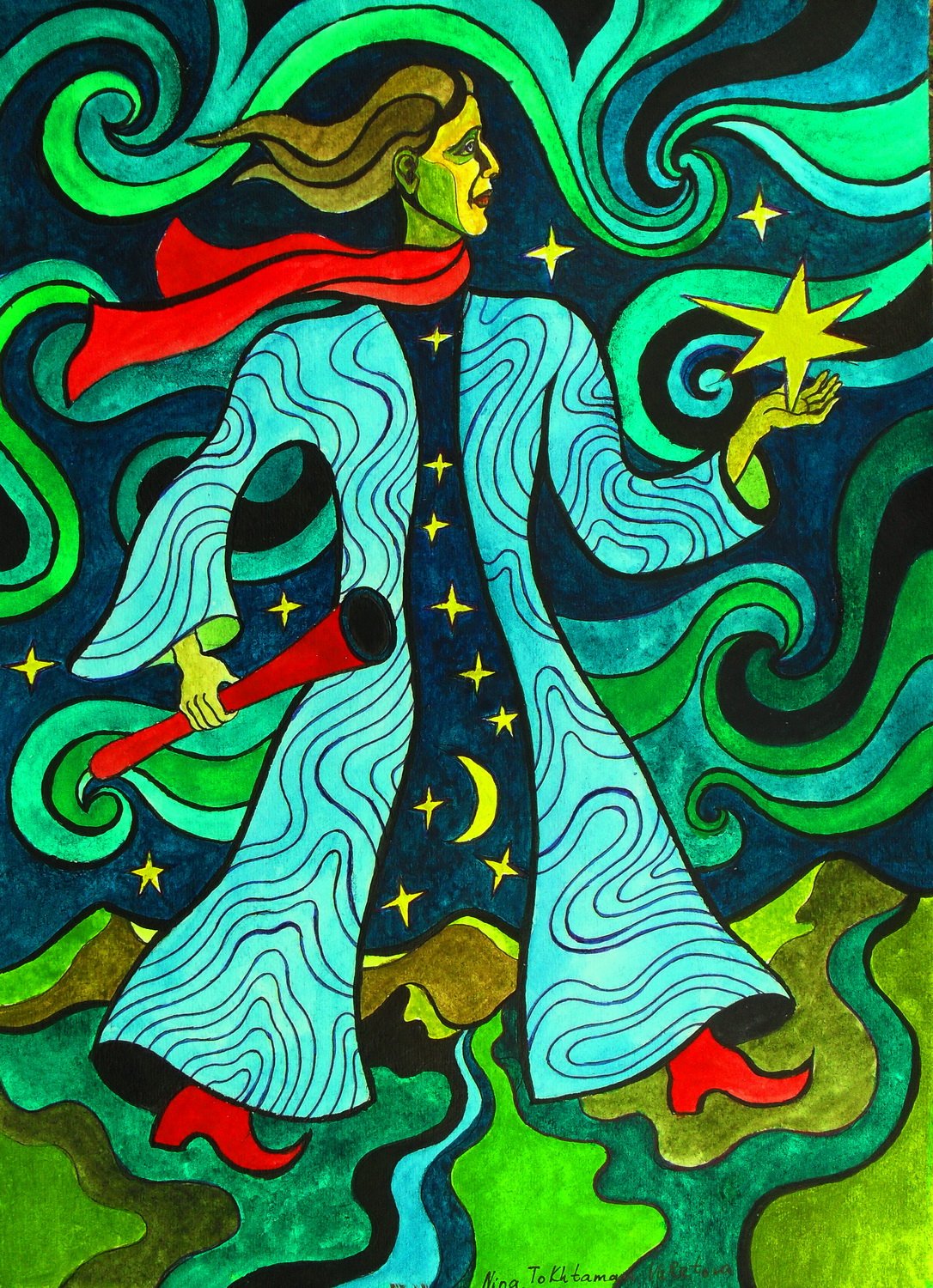 Stargazer, watercolors on paper, 38,5 x 28 cm 2018.JPG