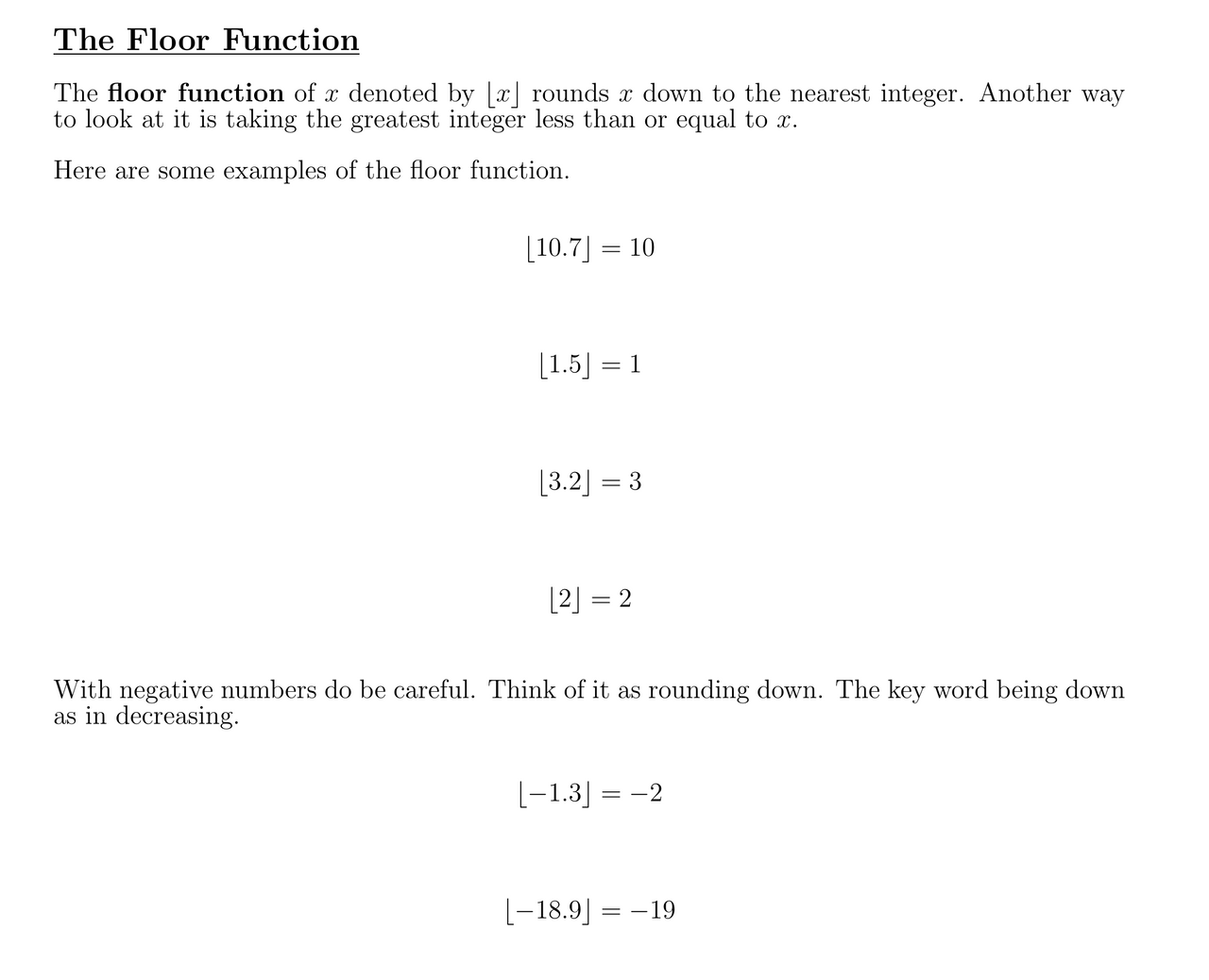 Floor Ceiling Functions Of Numbers