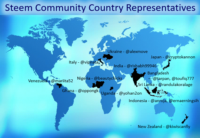Steem Country Representatives around the World.gif